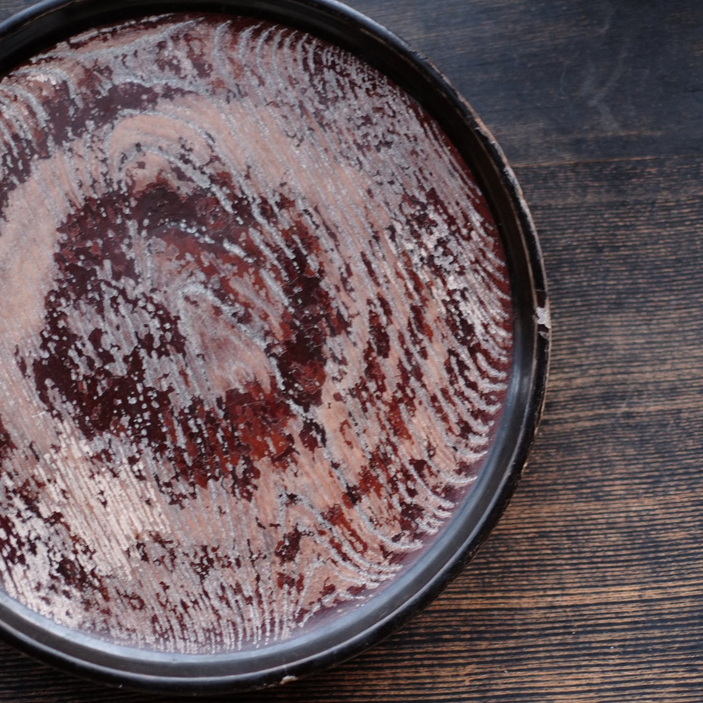 時代 侘布着漆塗高足形丸盆(江戸後期-明治時代19世紀)