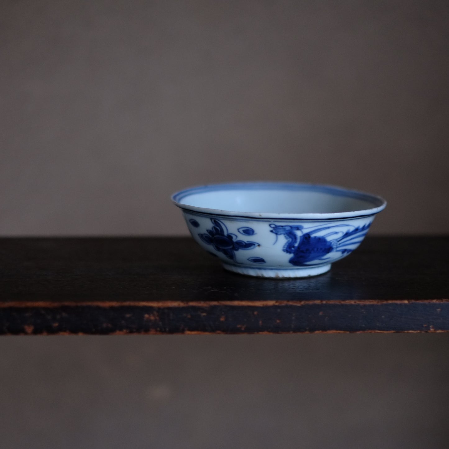 雲鳳凰文 青花深皿(明末清初)