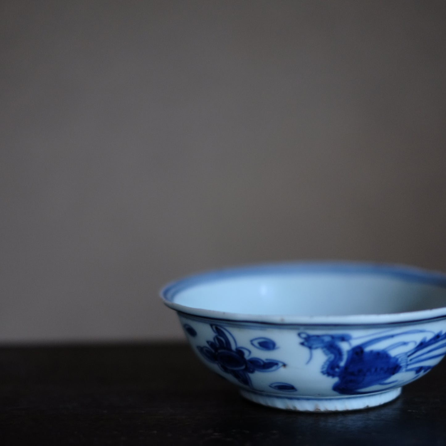 雲鳳凰文 青花深皿(明末清初)
