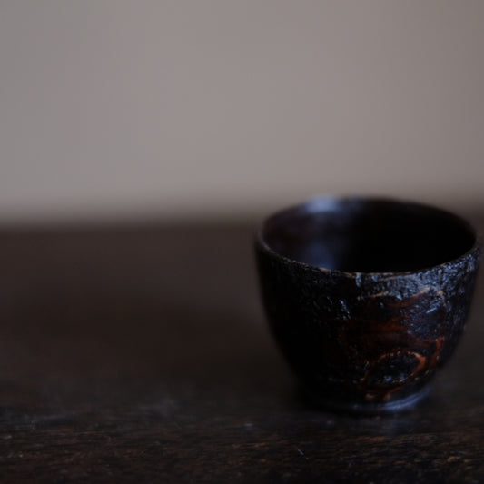 時代 竹工漆塗筒盃 猪口