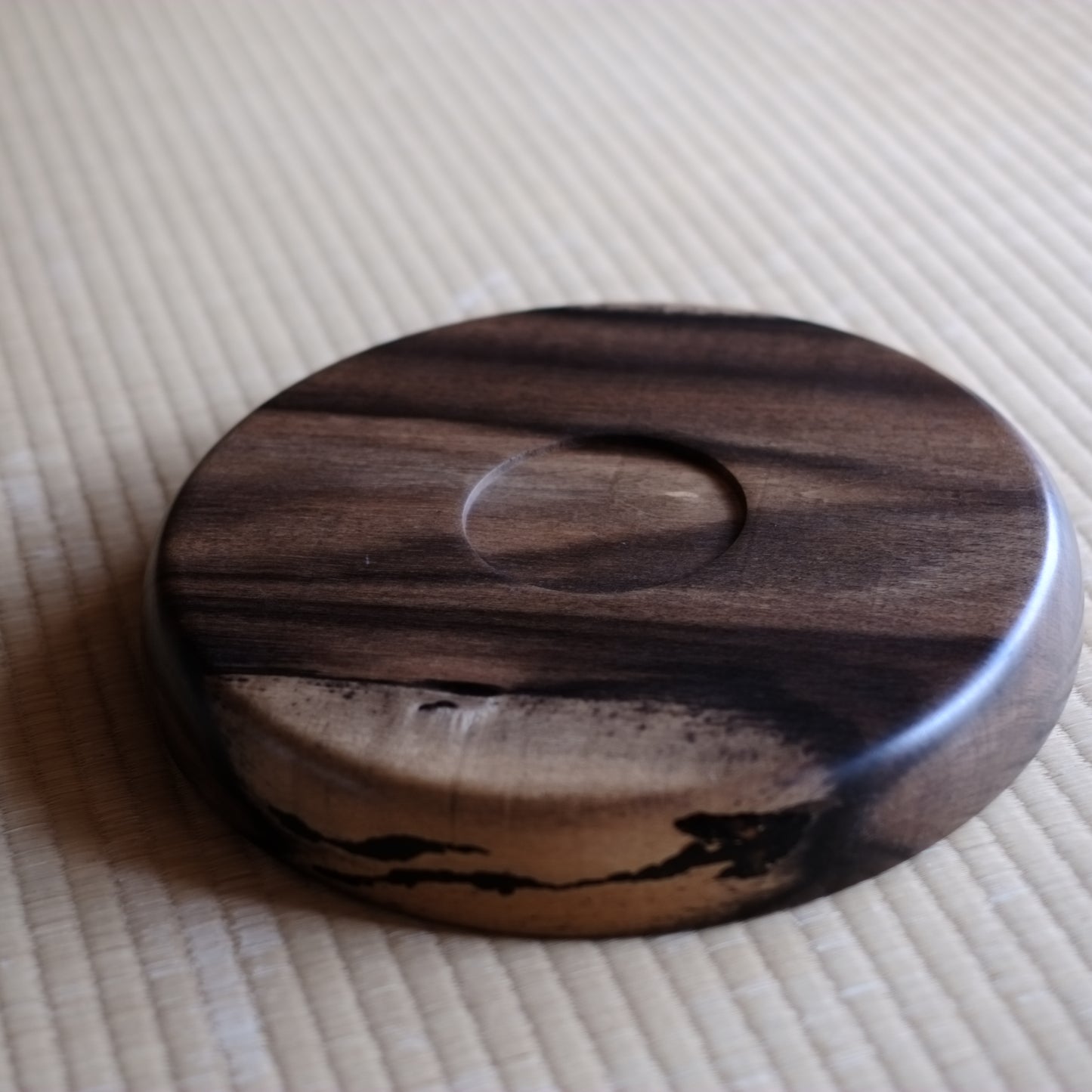 時代 黒柿 木地丸盆