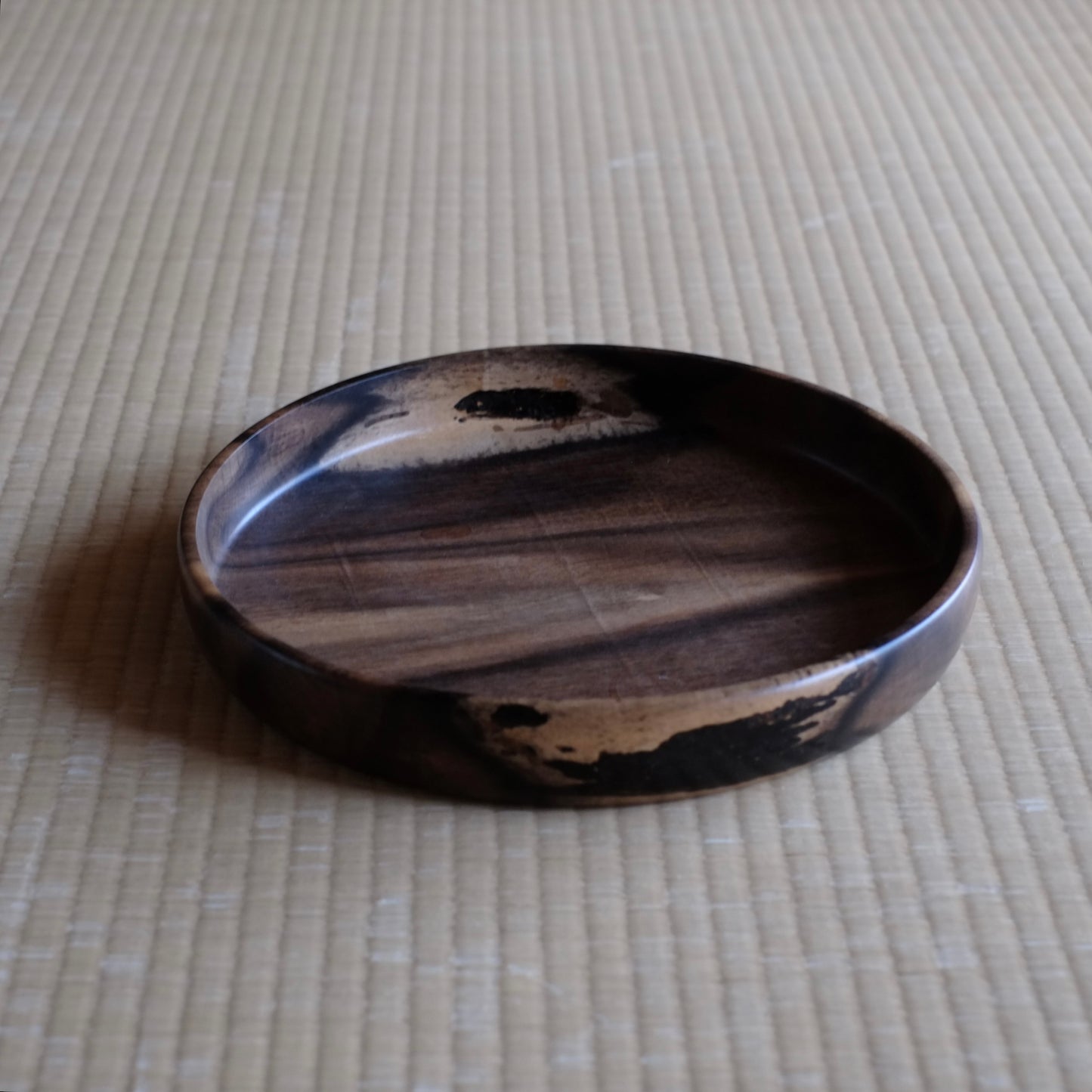 時代 黒柿 木地丸盆