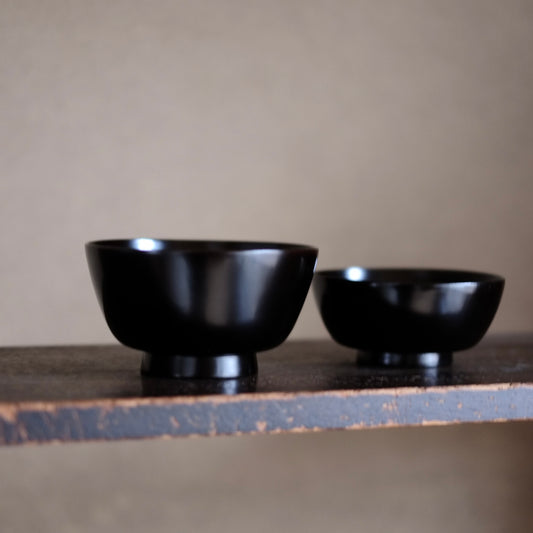 時代 輪島塗 黒漆蓋付椀 (明治時代)