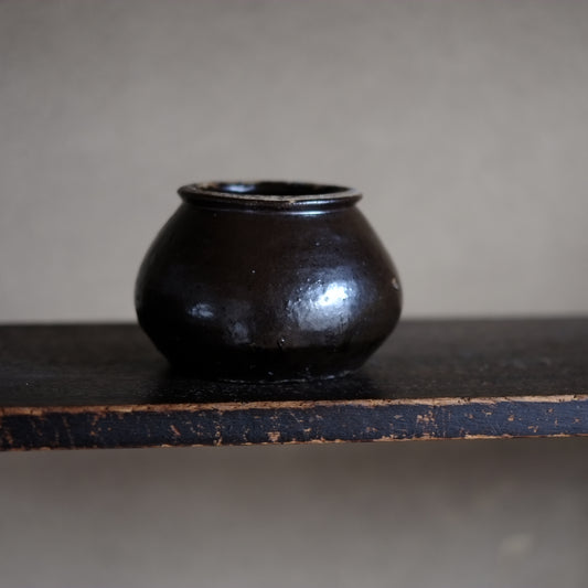 時代 黒褐釉算盤形壺 (18-19世紀)