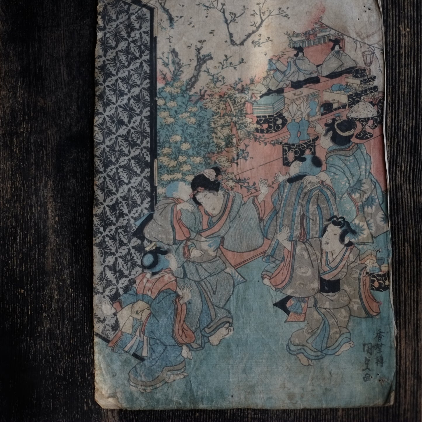 歌川国貞 浮世絵 手刷木版画 (江戸時代)