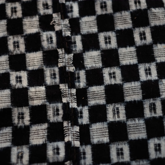 時代 藍染 市松文木綿絣古布 (明治末-昭和初期 1900-1930's)