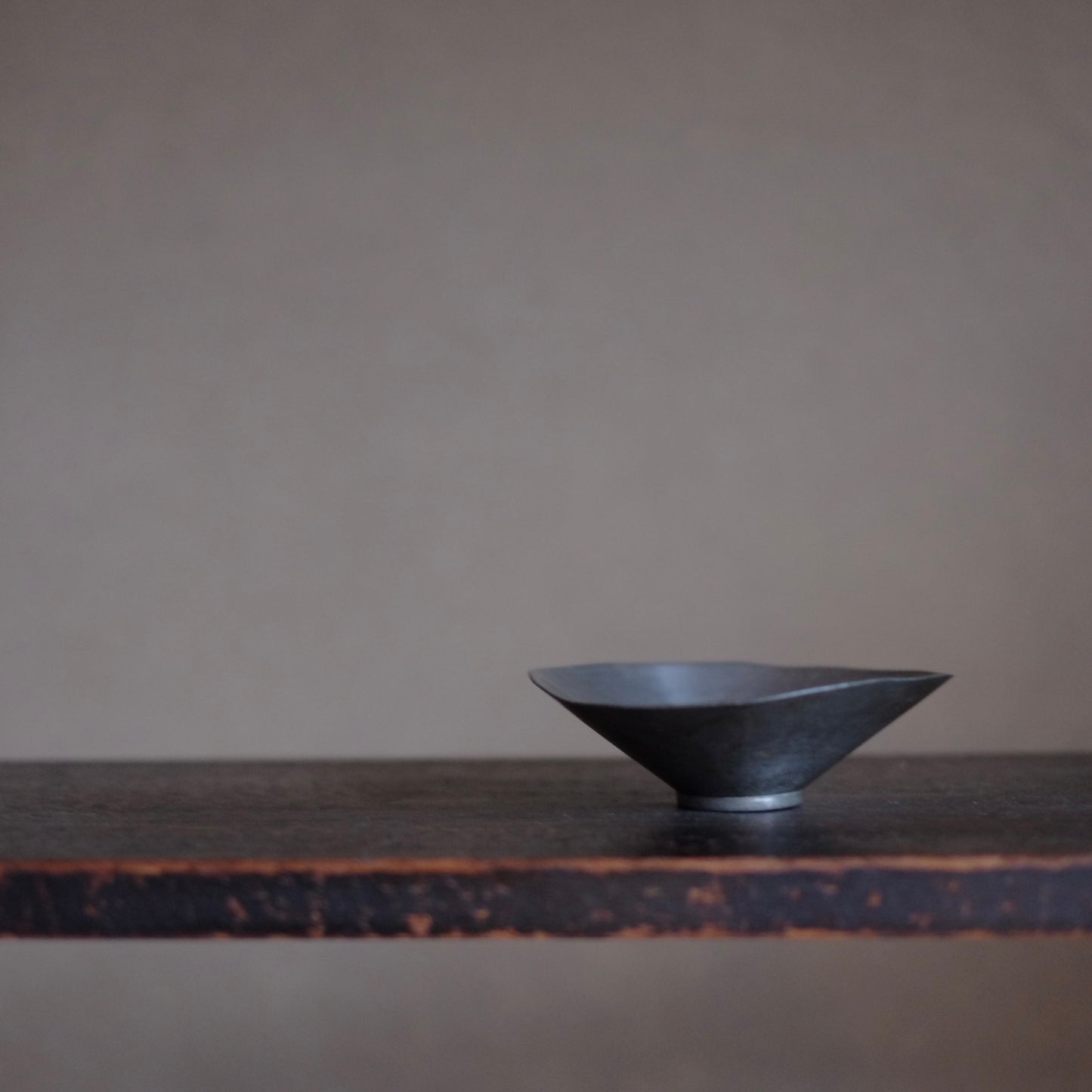 時代 古錫 小茶碗 平盃 (江戸-明治)