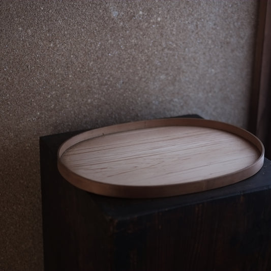 時代 曲木長方白木地丸盆 (20世紀)