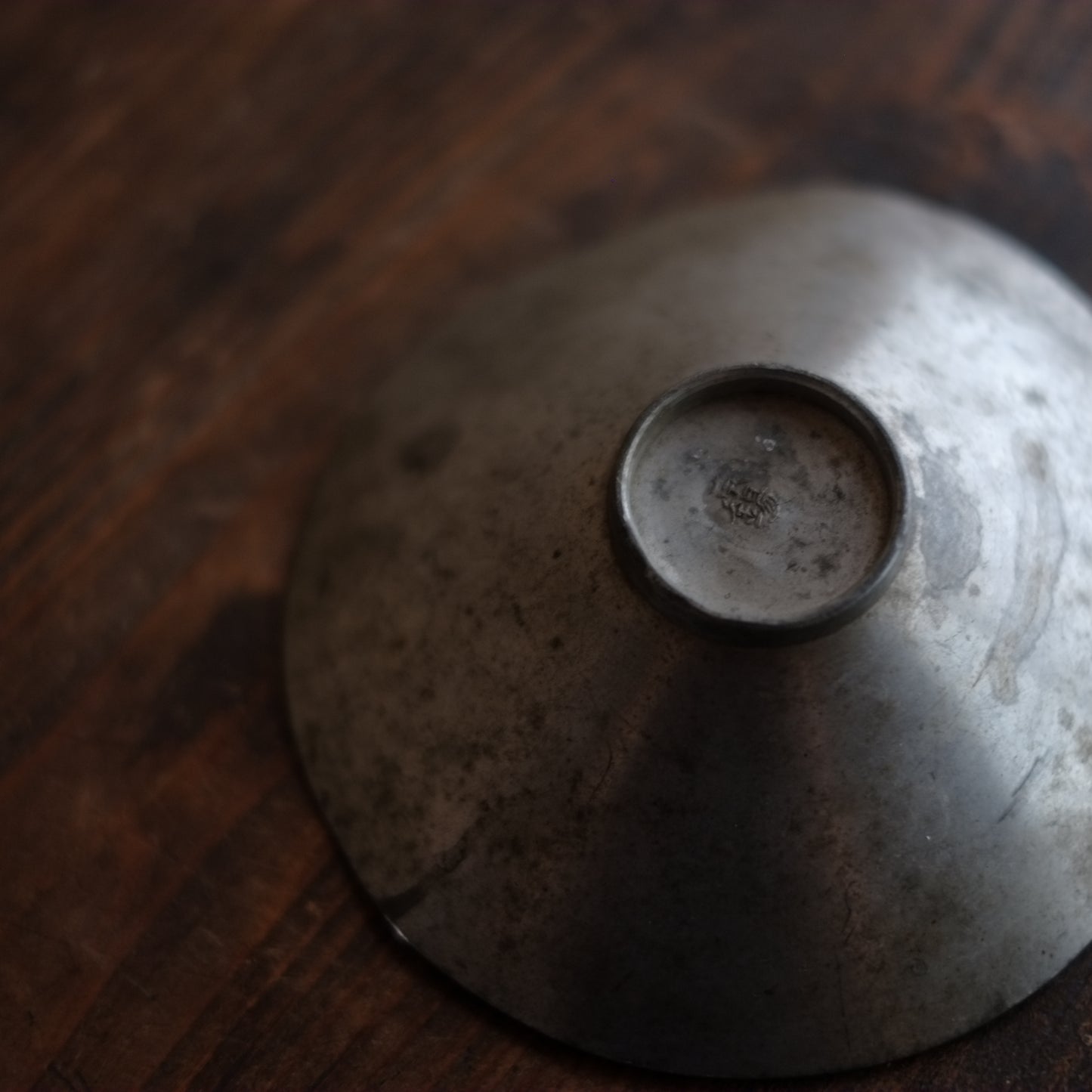 時代 古錫 小茶碗 平盃 (江戸-明治)