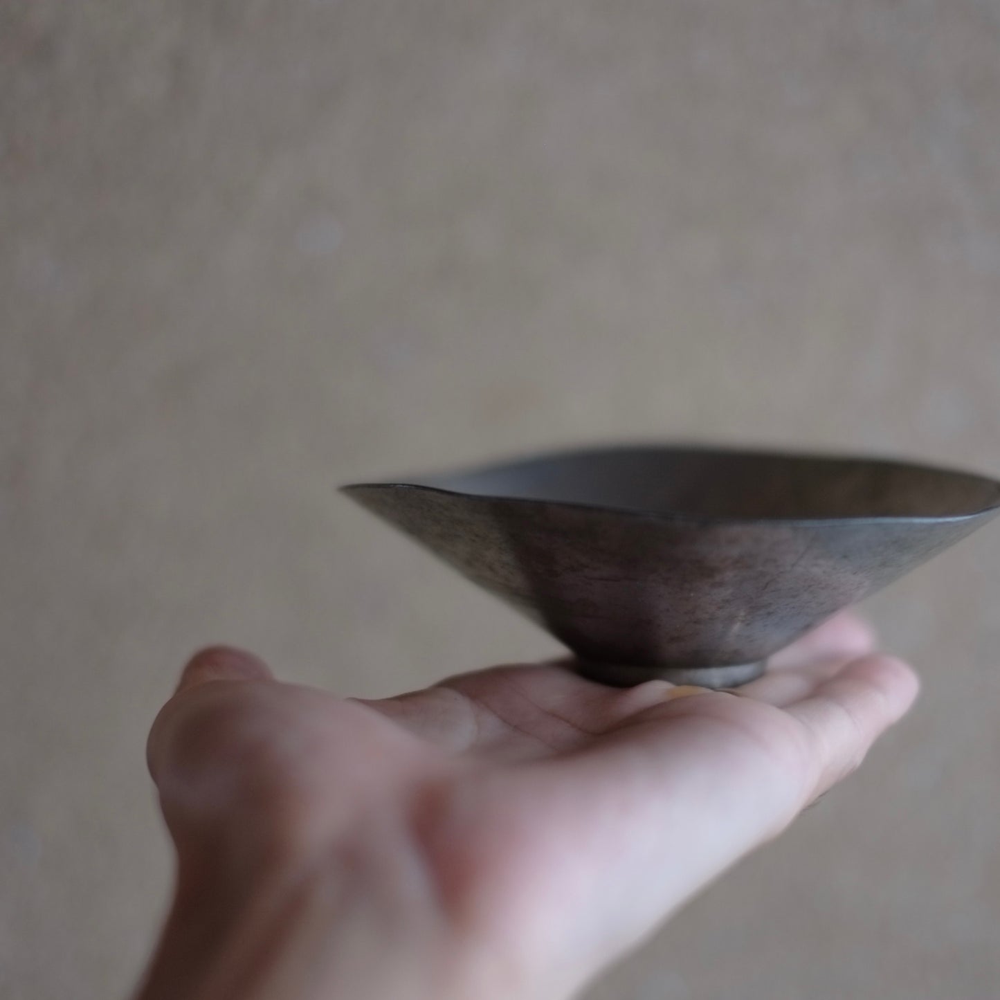時代 古錫 小茶碗 平盃 (江戸-明治)