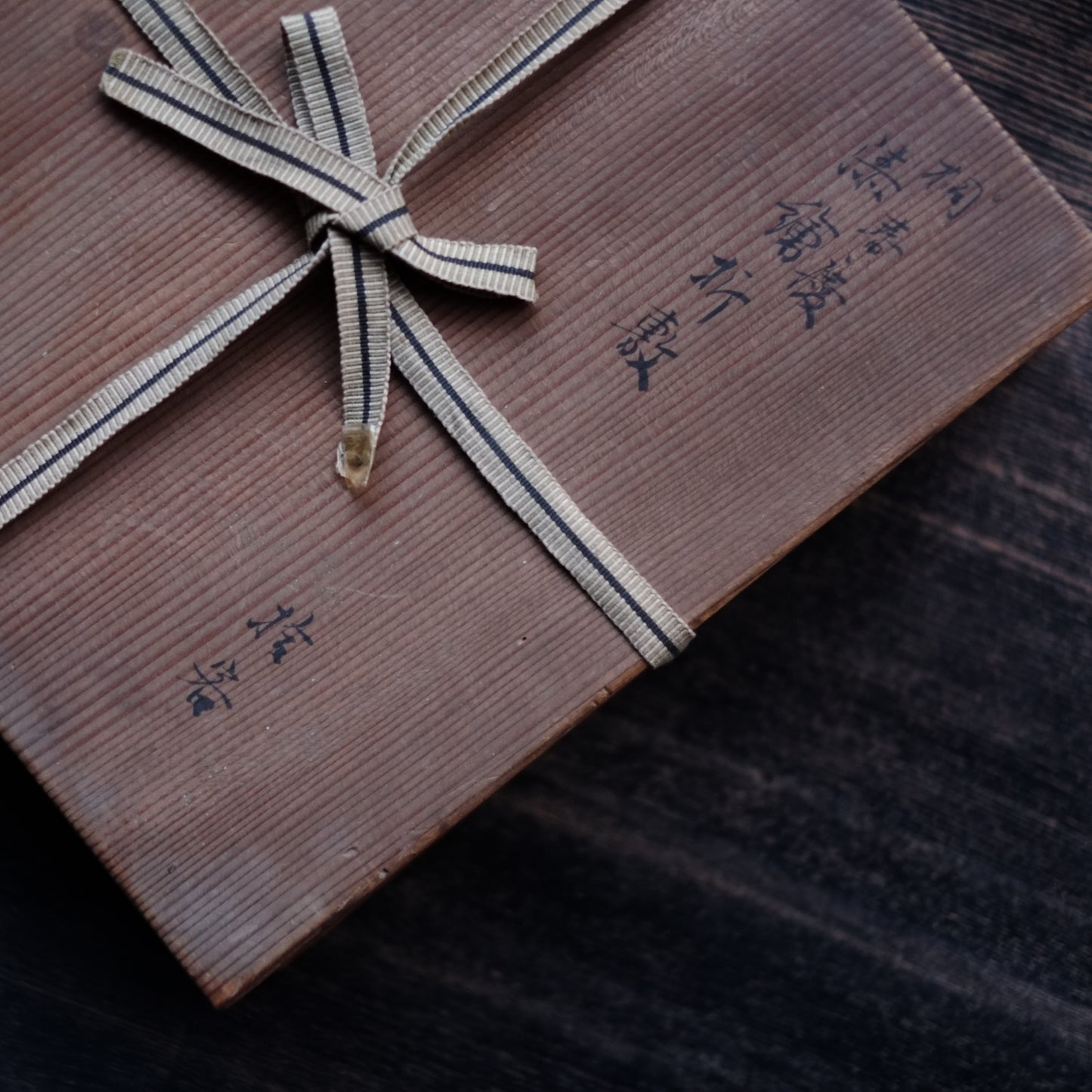 時代 桐春慶塗折敷 四方盆 五枚揃 田能村直入画 時代箱付 (幕末-明治)