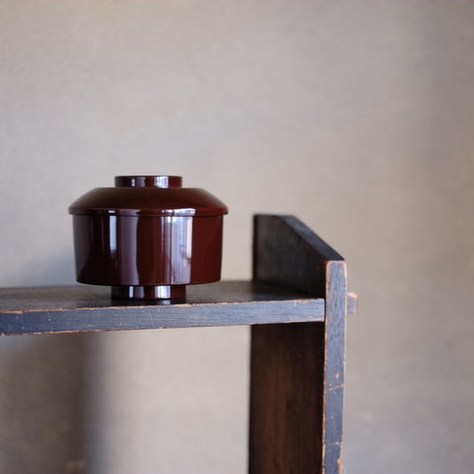 時代 利休形潤塗蓋付面桶椀・大 『飯椀』 (江戸-明治初期18-19世紀)