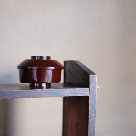 時代 利休形潤塗蓋付面桶椀 小 『菜椀』(江戸-明治初期18-19世紀)