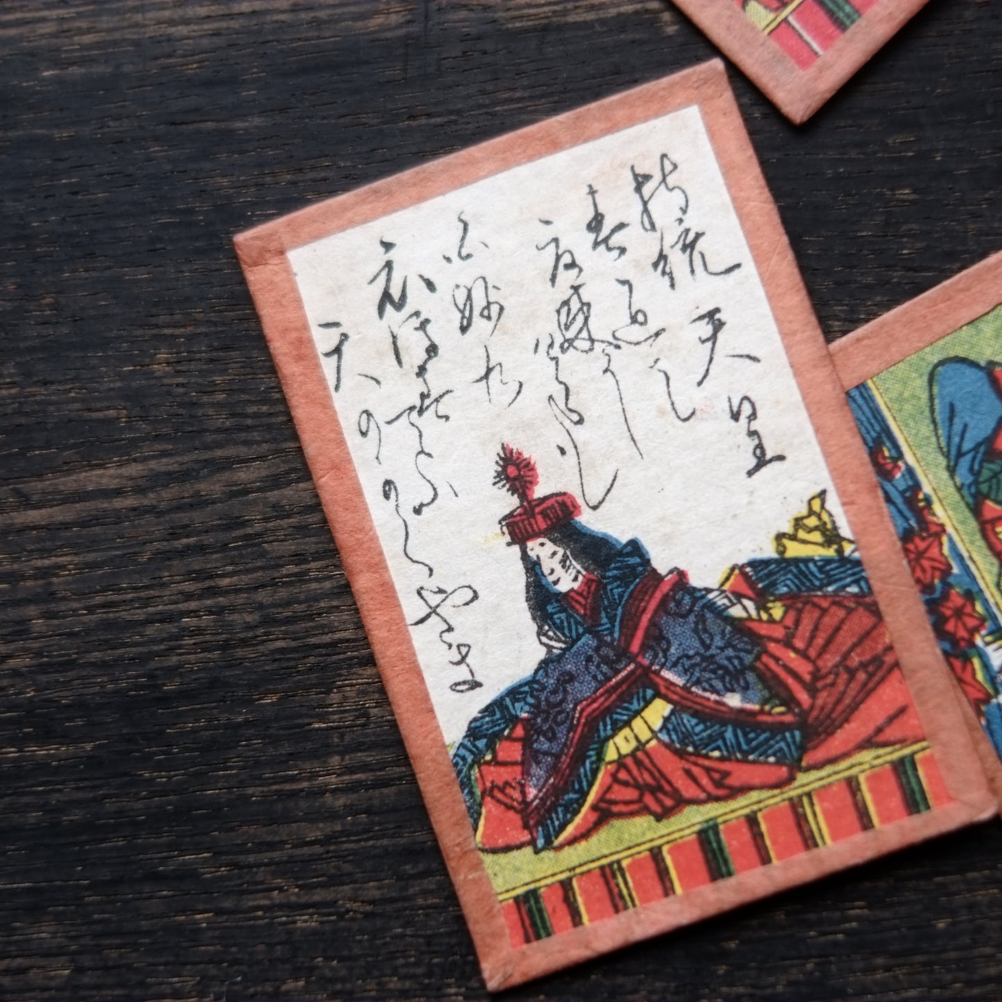 百人一首 彩色 時代歌留多 木箱付 (明治-大正時代)