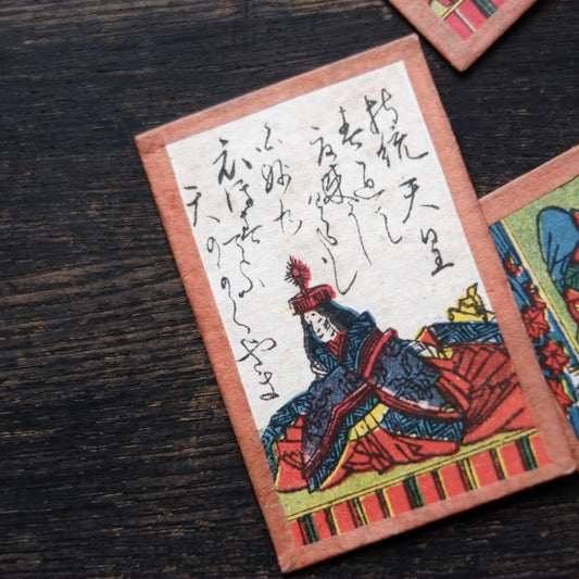 百人一首 彩色 時代歌留多 木箱付 (明治-大正時代)