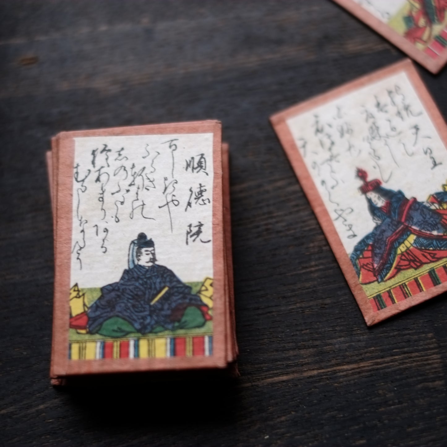 百人一首 彩色 時代歌留多 木箱付 (明治-大正時代)