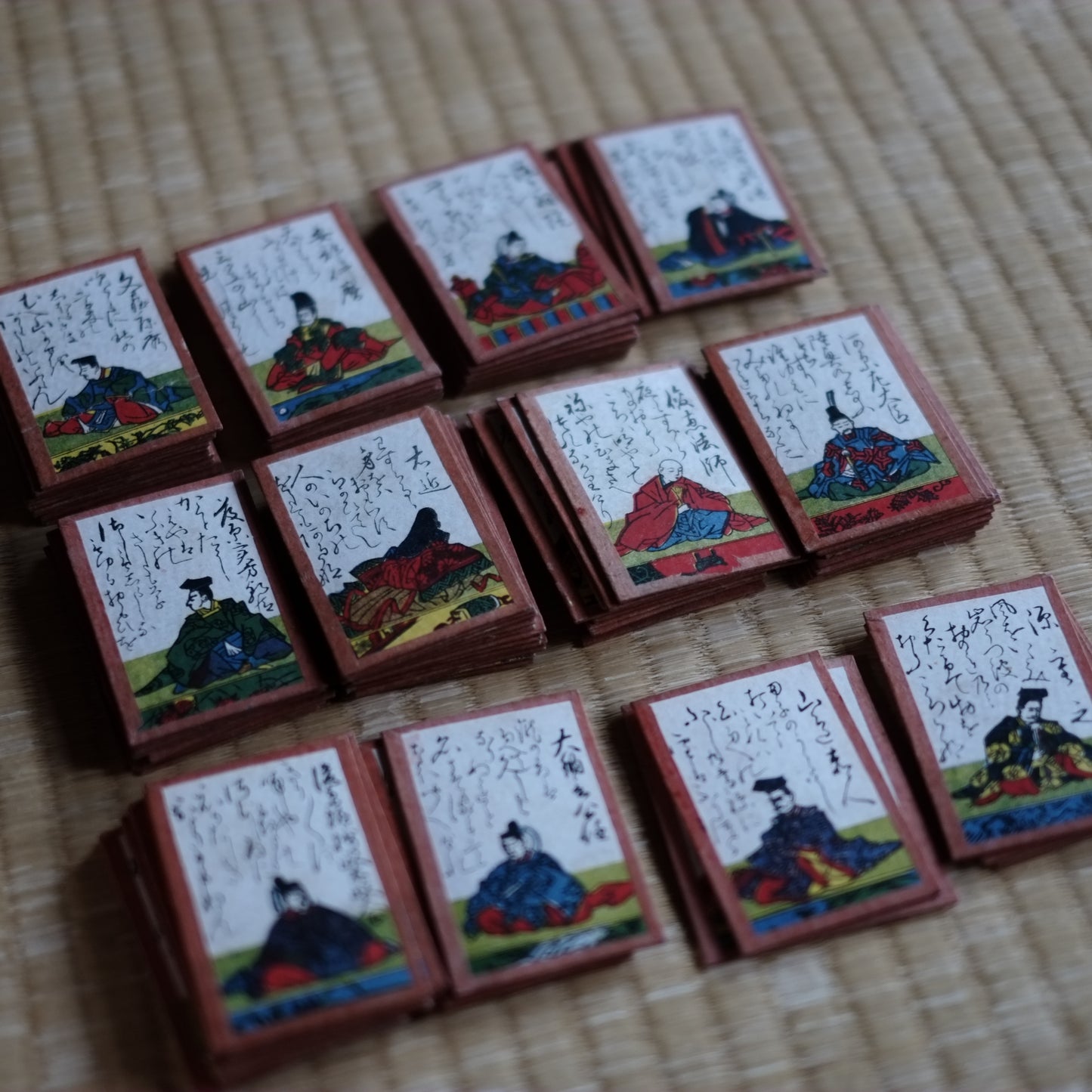 百人一首 彩色 時代歌留多 木箱付 (明治-大正時代)