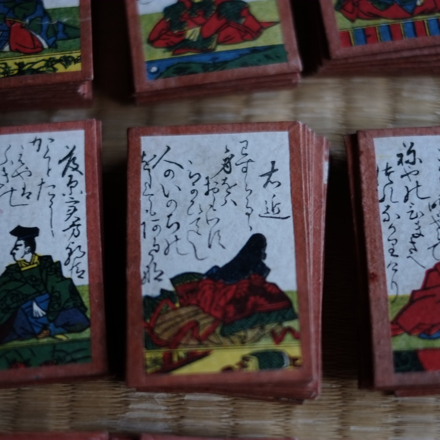 百人一首 彩色 時代歌留多 木箱付 (明治-大正時代)