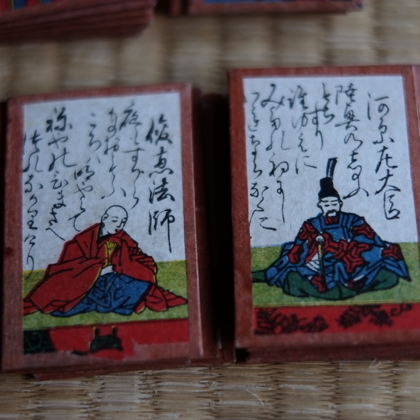 百人一首 彩色 時代歌留多 木箱付 (明治-大正時代)