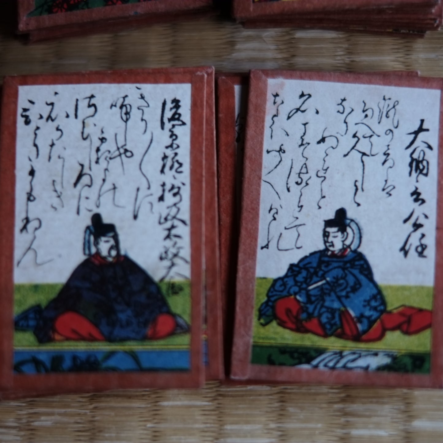 百人一首 彩色 時代歌留多 木箱付 (明治-大正時代)