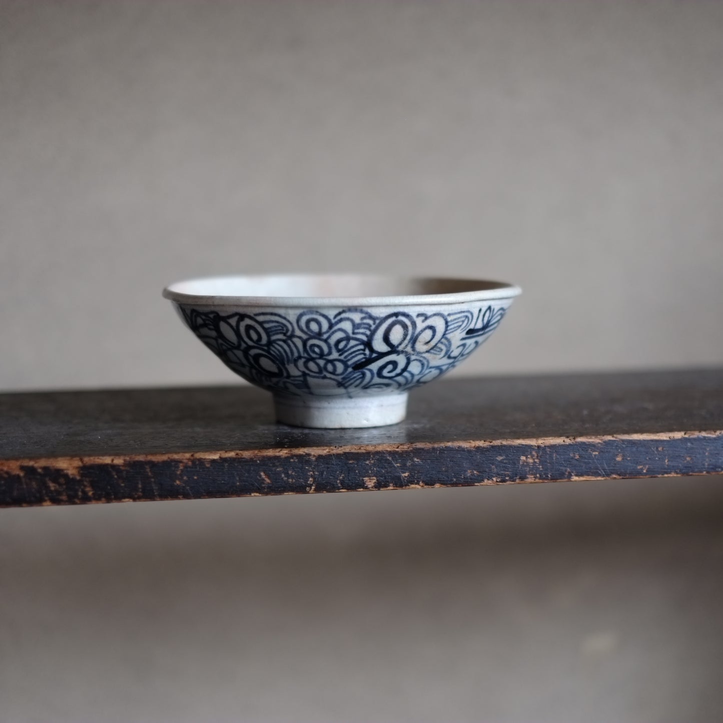 時代 青花 唐草文 茶碗 E(清朝)