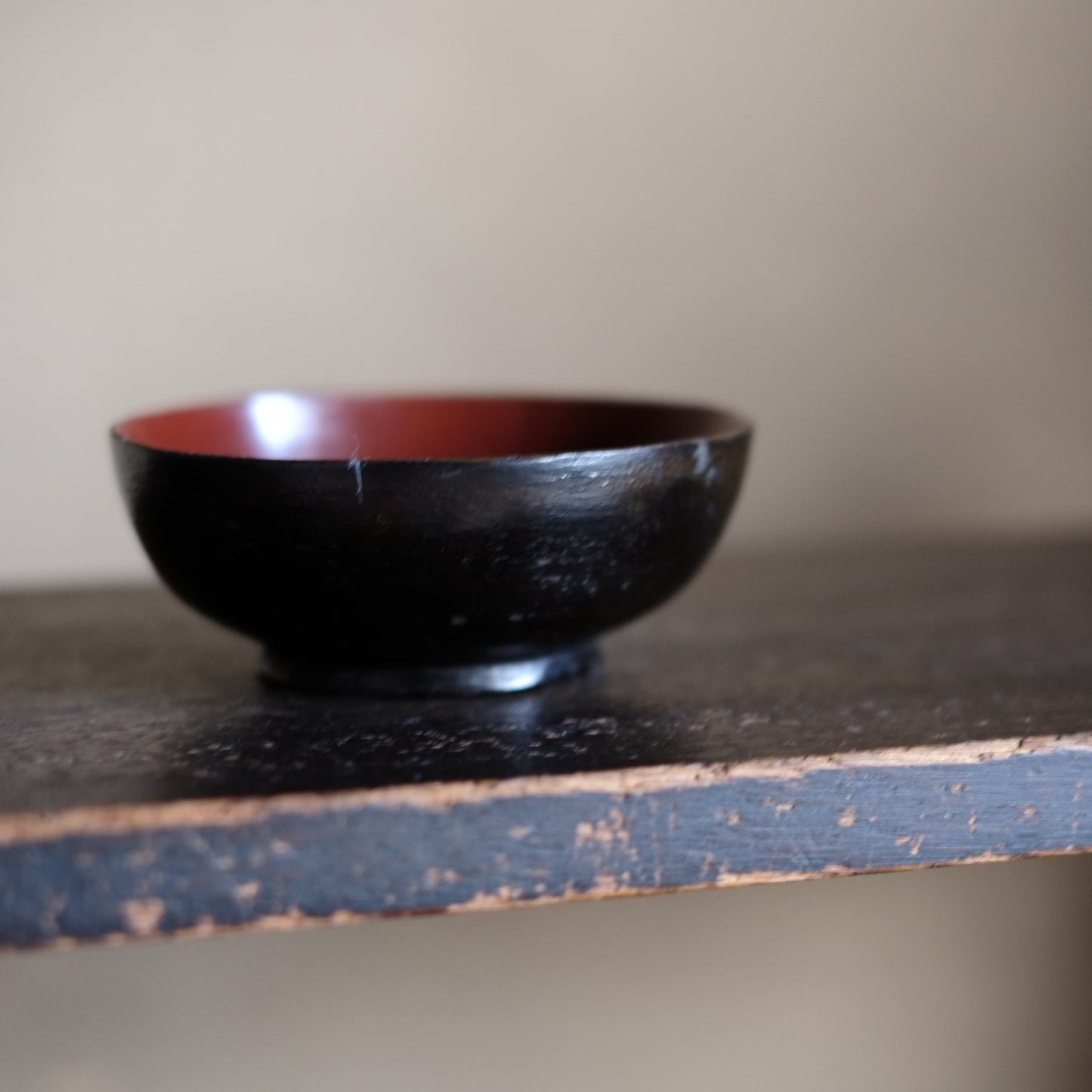 時代 侘外黒内赤漆 小椀 (江戸時代)