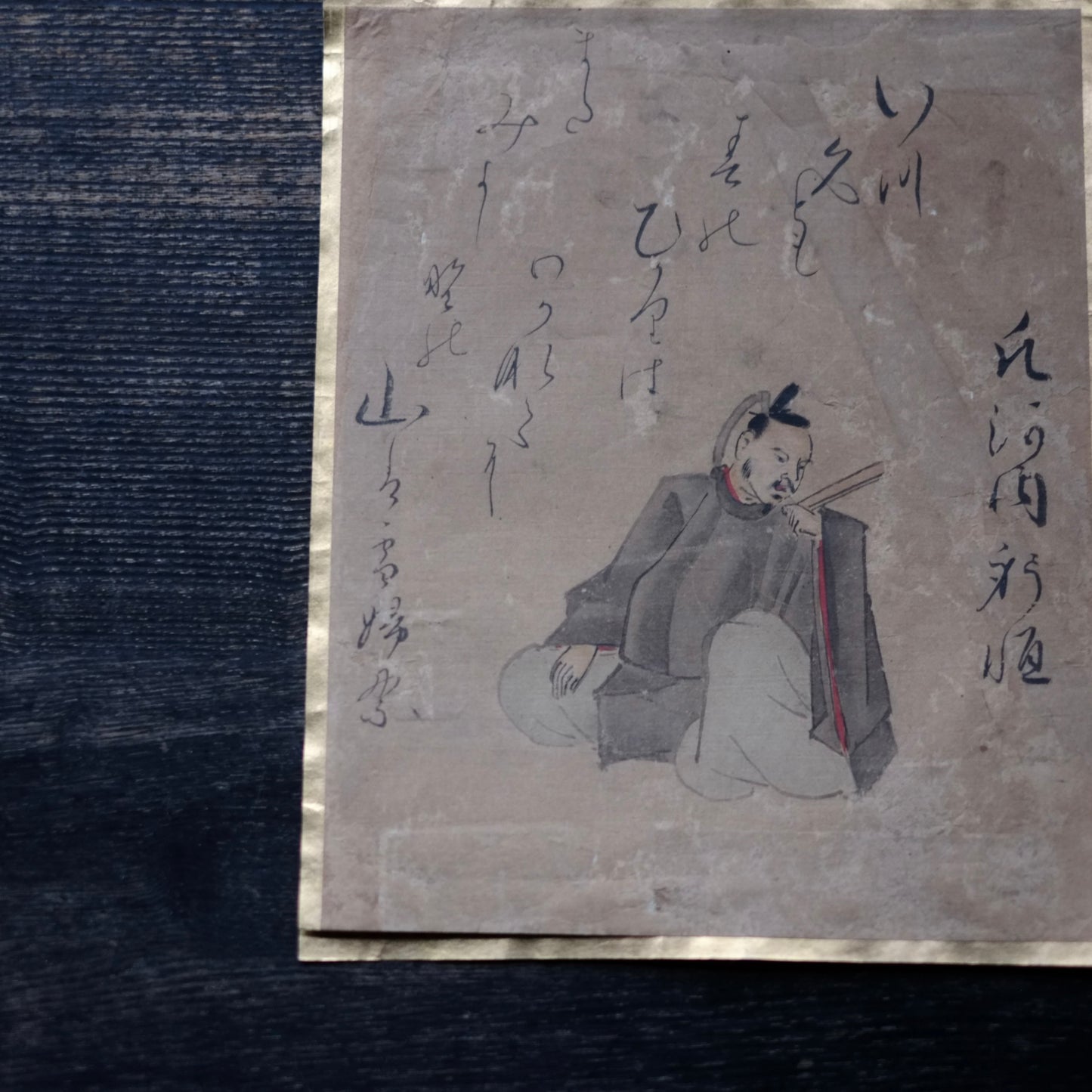 肉筆彩筆 三十六歌仙書画色紙 凡河内 躬恒 (江戸時代)