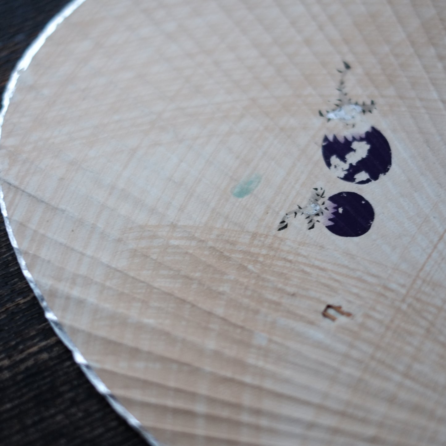 時代 縁銀茄子図 団扇 (大正〜昭和)