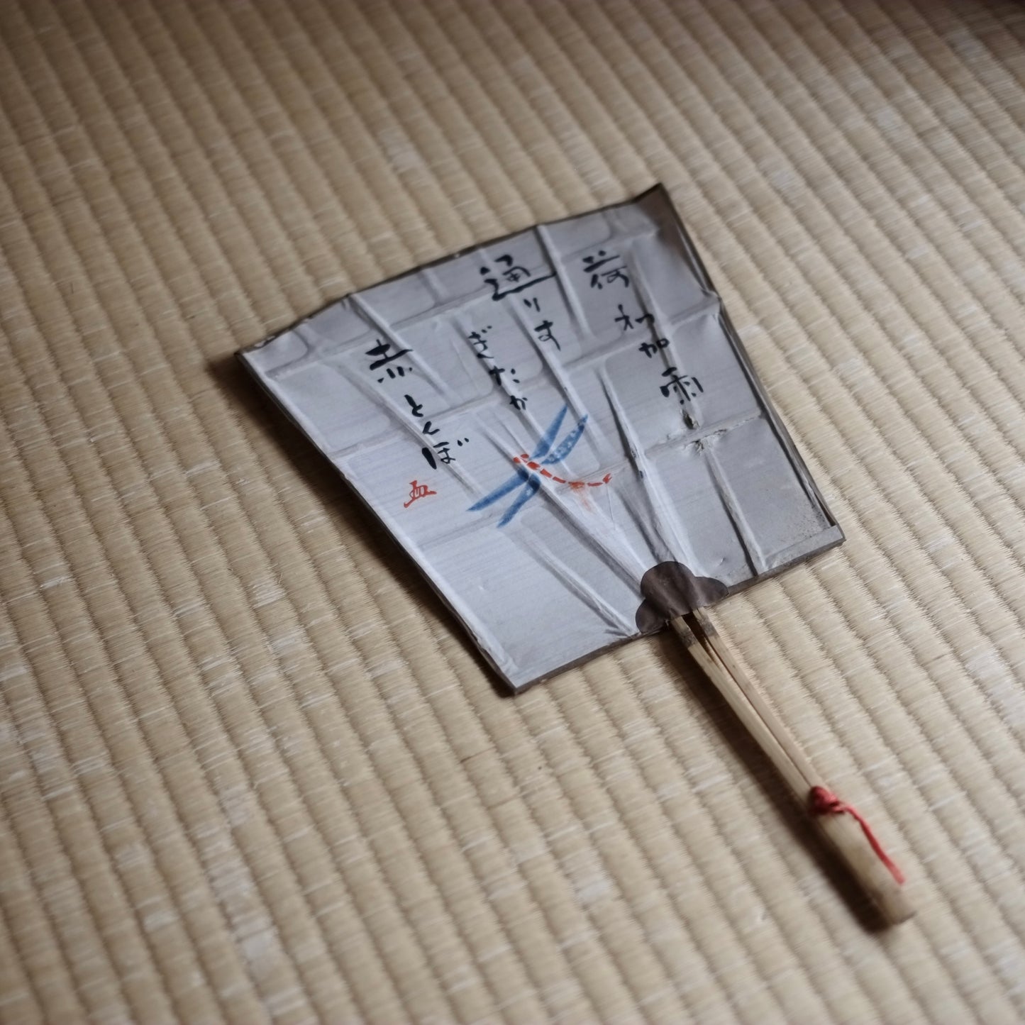 時代 彩色赤とんぼ図 角型団扇 (昭和期頃)