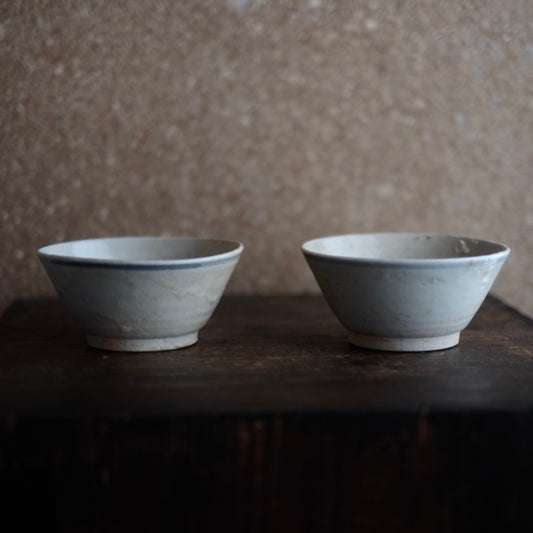 時代 青花輪線文 茶碗・小鉢(清朝)