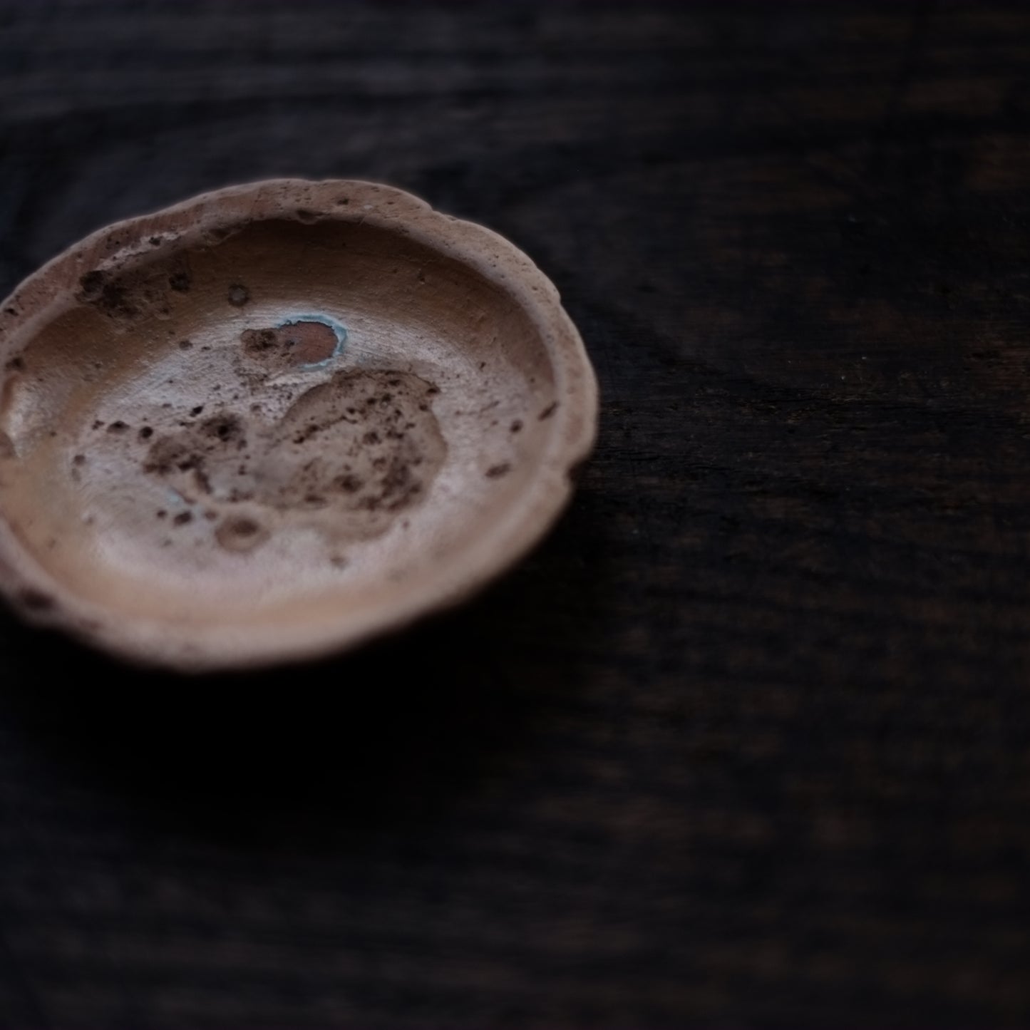 時代 刻文 白釉 豆皿