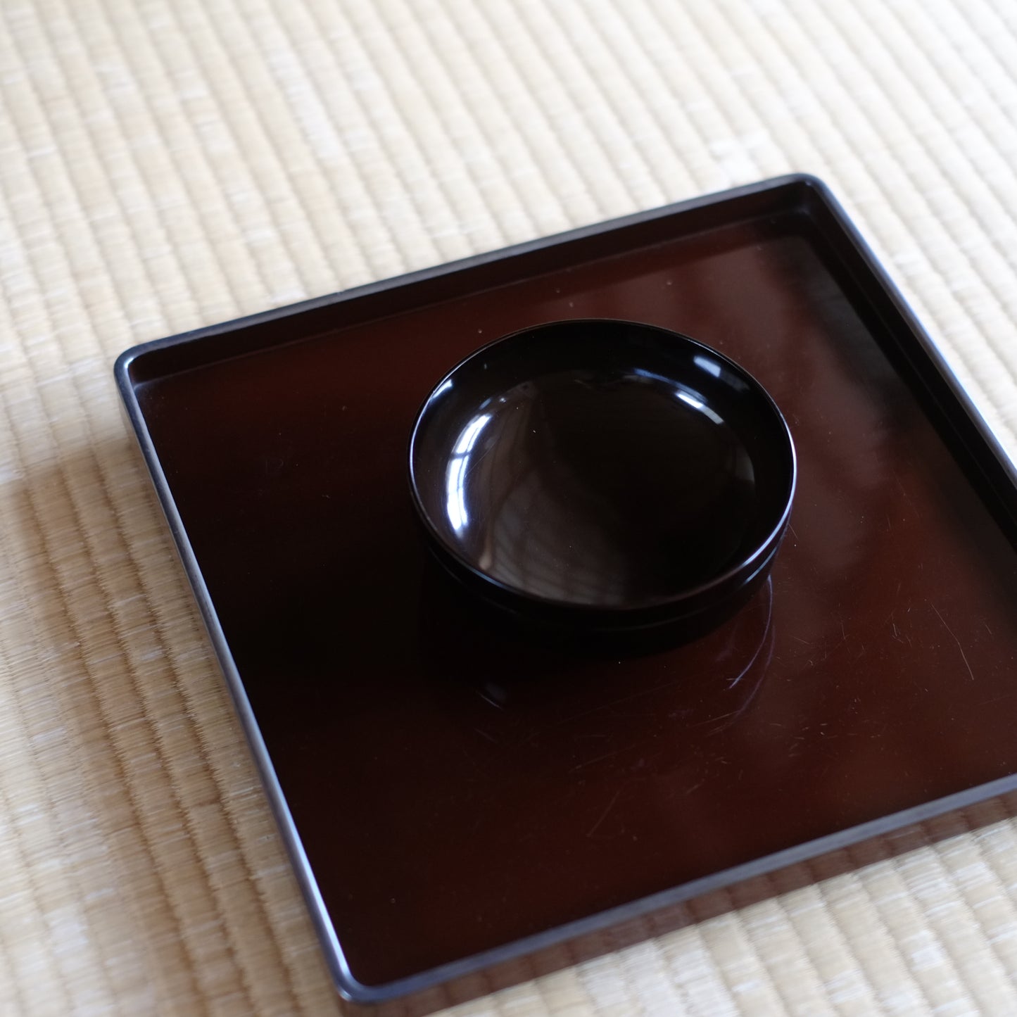 時代 黒漆真塗面取平椀(江戸時代)