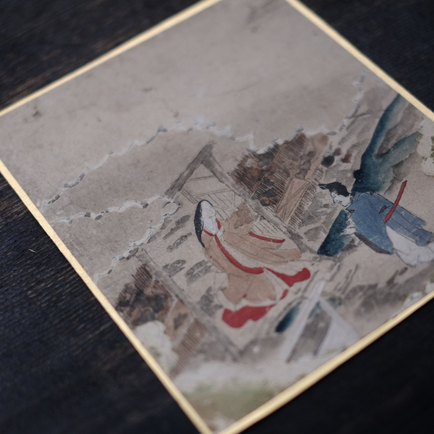 肉筆彩色画 源氏物語絵色紙帖「夕顔」