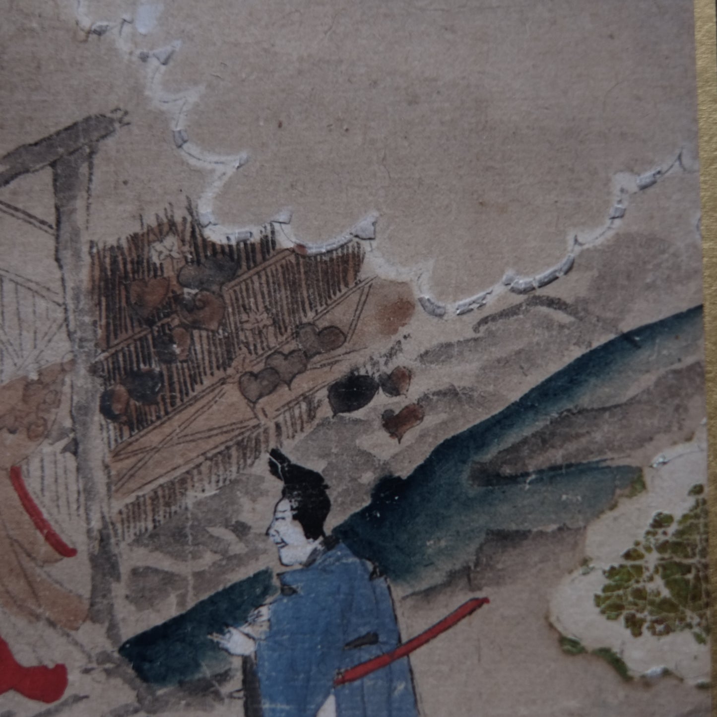 肉筆彩色画 源氏物語絵色紙帖「夕顔」