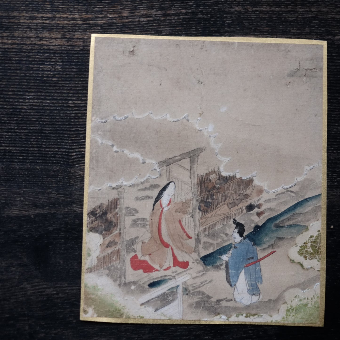 肉筆彩色画 源氏物語絵色紙帖「夕顔」