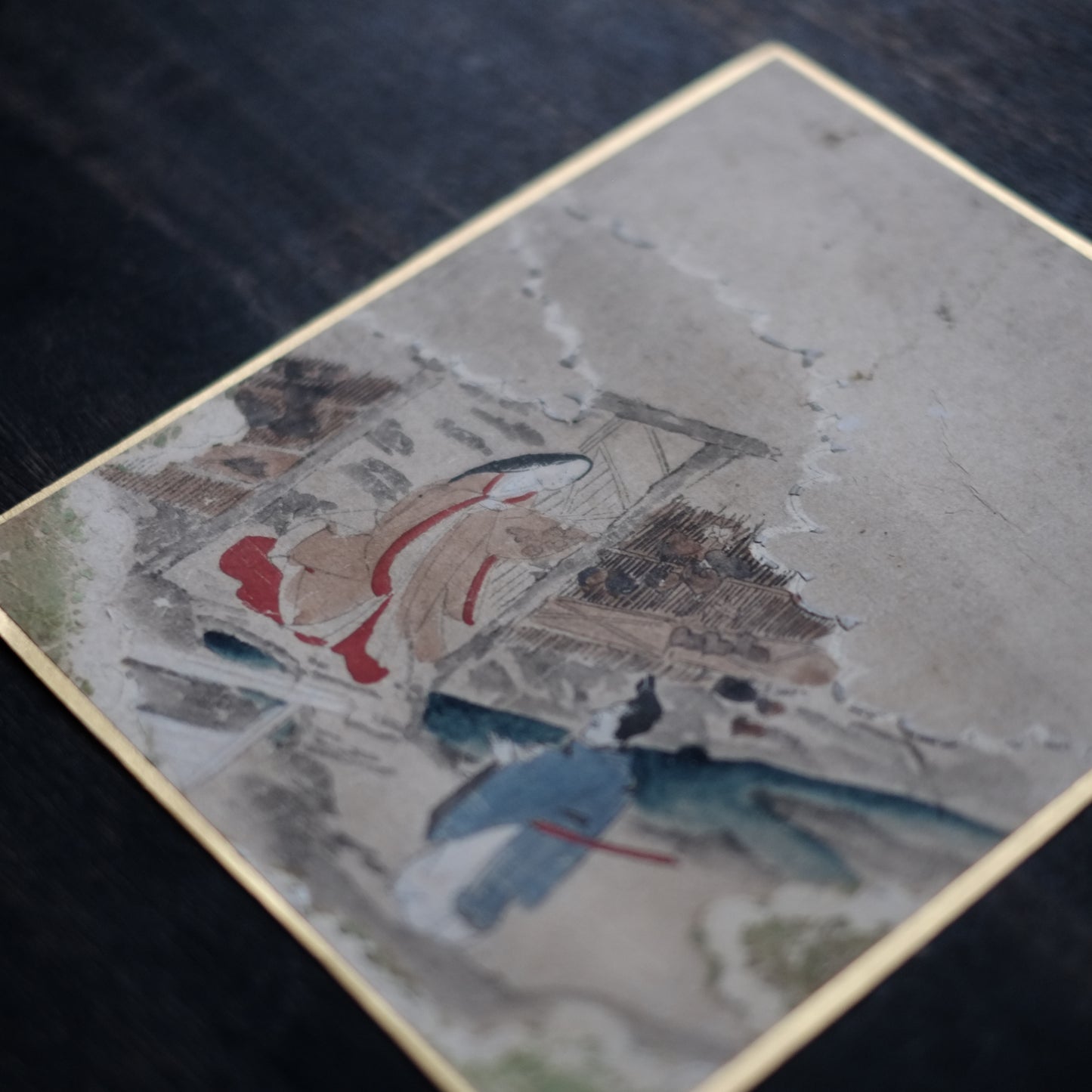 肉筆彩色画 源氏物語絵色紙帖「夕顔」