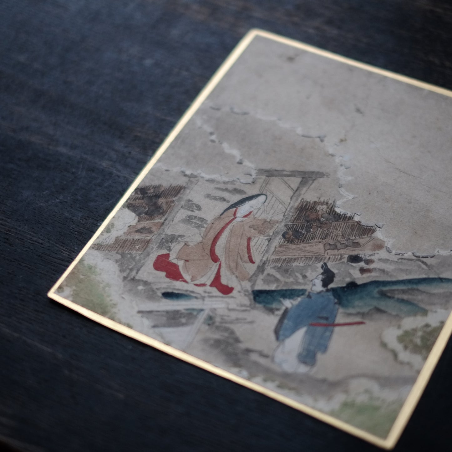 肉筆彩色画 源氏物語絵色紙帖「夕顔」