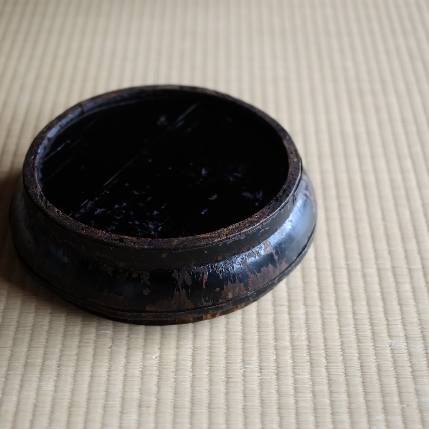 時代 黒漆 丸盆 桶