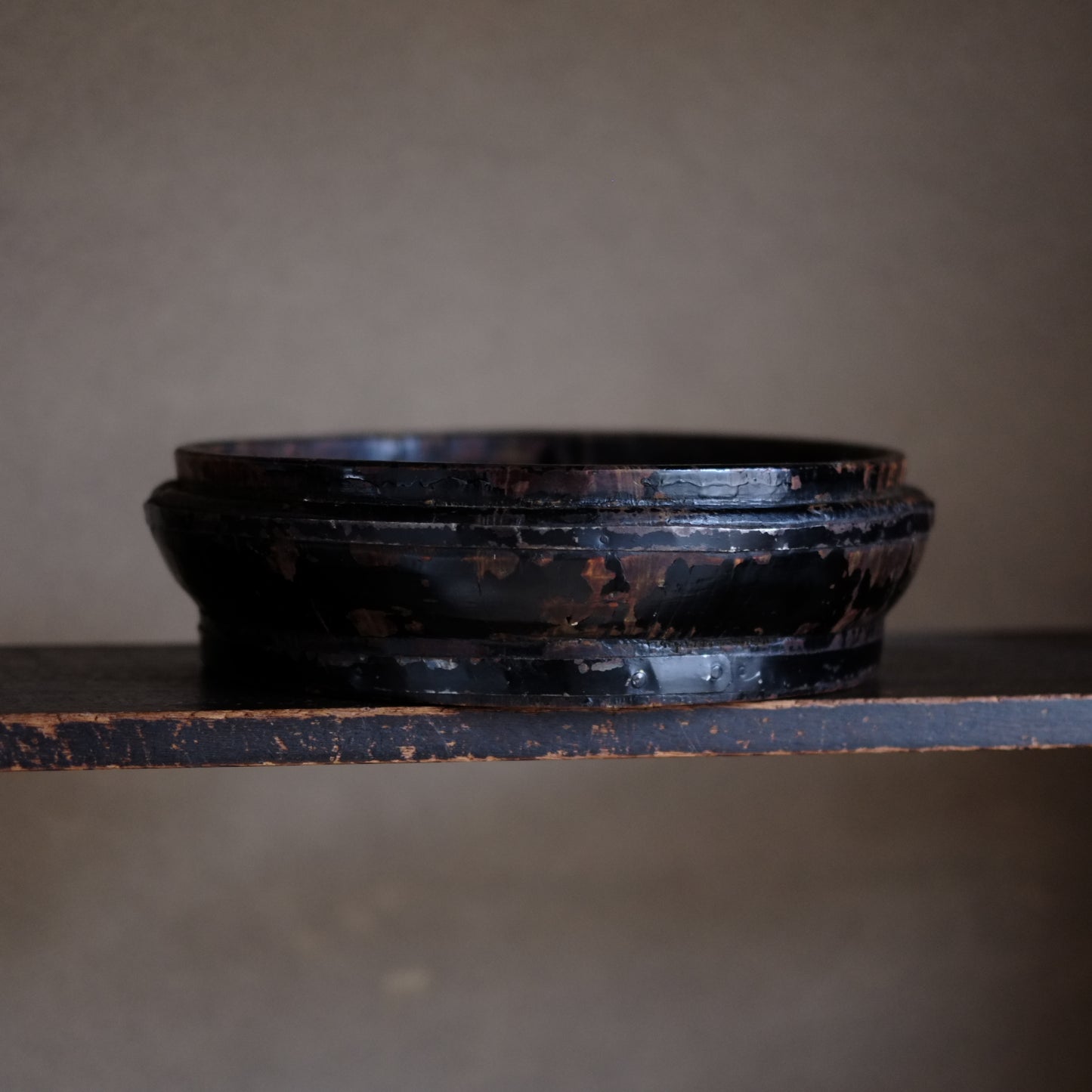 時代 黒漆 丸盆 桶