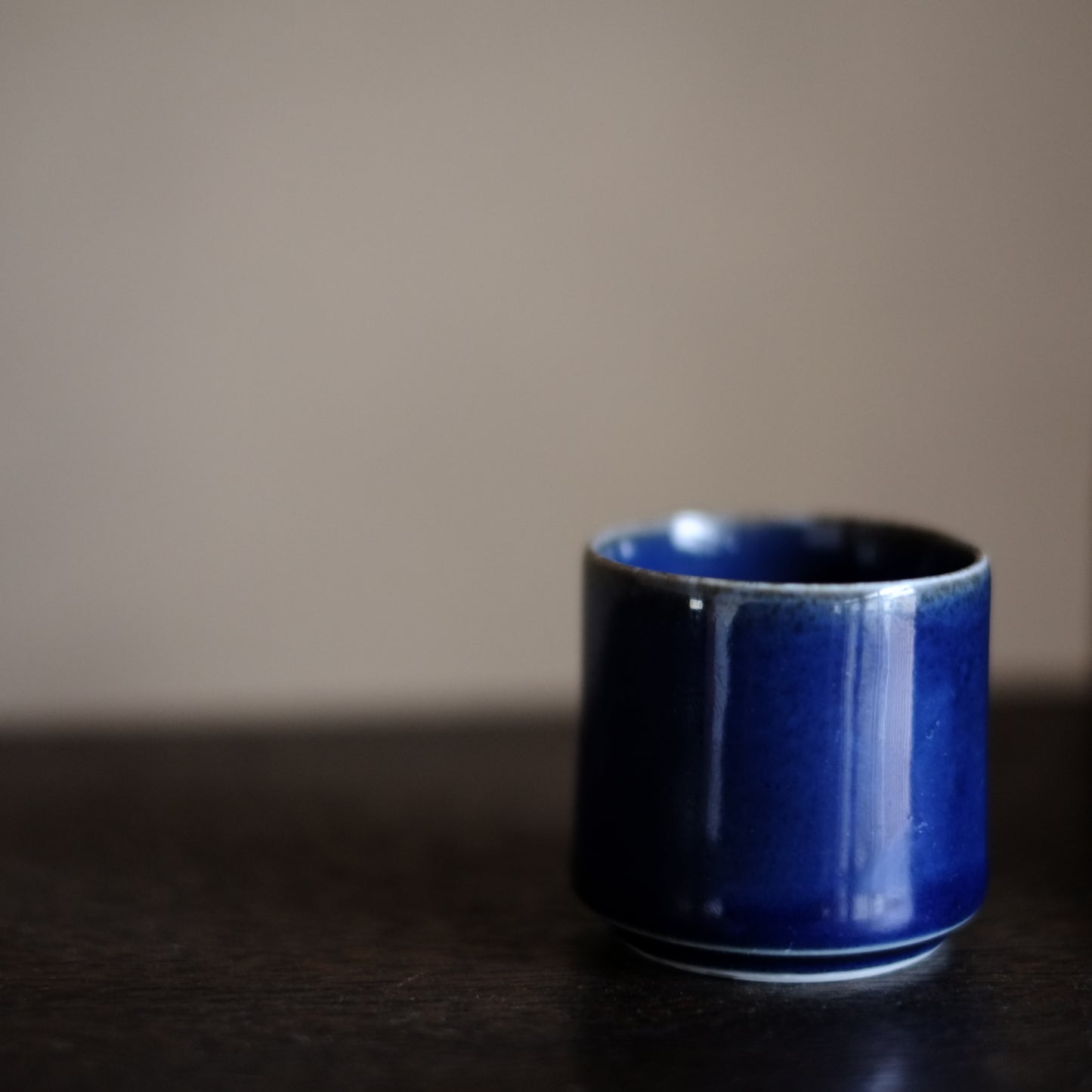 古伊万里総瑠璃釉 覗き猪口 筒杯 江戸時代 (18-19世紀)