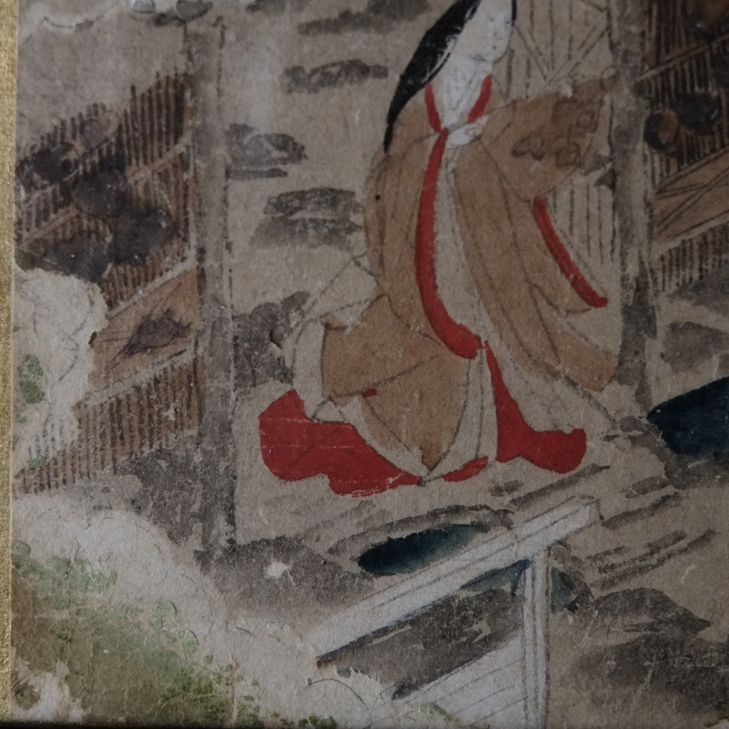 肉筆彩色画 源氏物語絵色紙帖「夕顔」