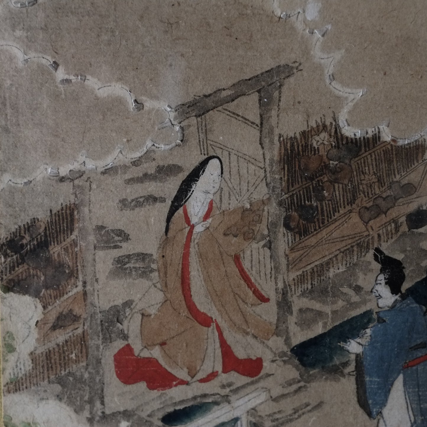 肉筆彩色画 源氏物語絵色紙帖「夕顔」