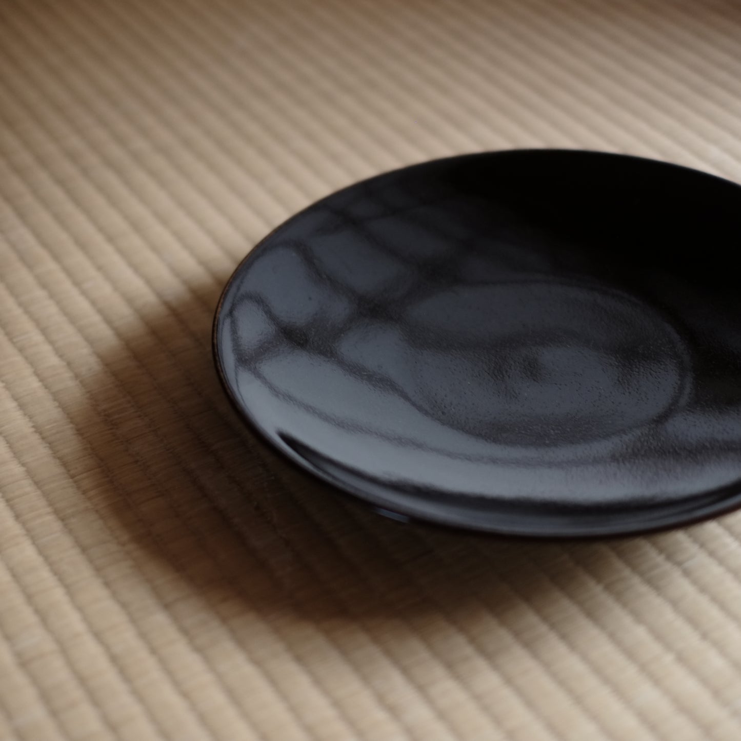 益子焼 鉄釉 6寸皿 大皿 (20世紀)