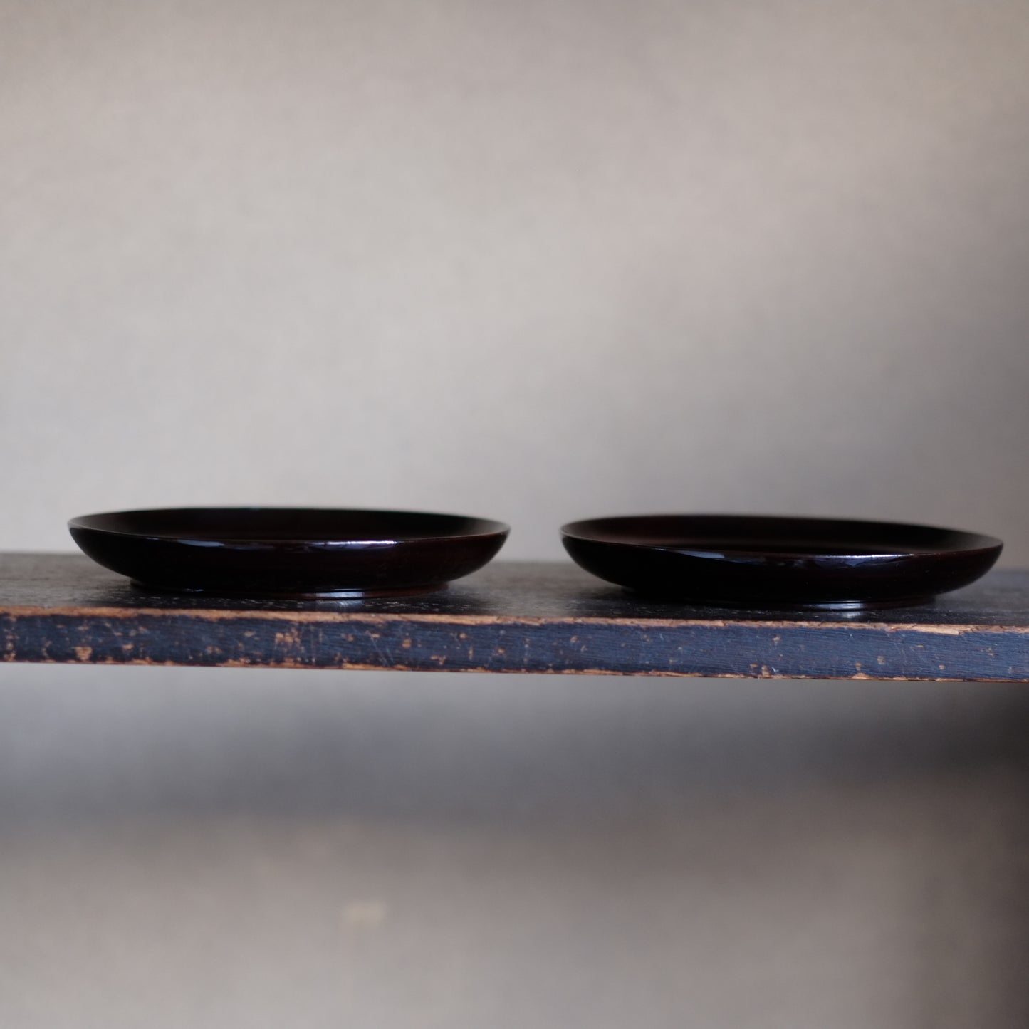 時代 黒飴漆平皿(19世紀)