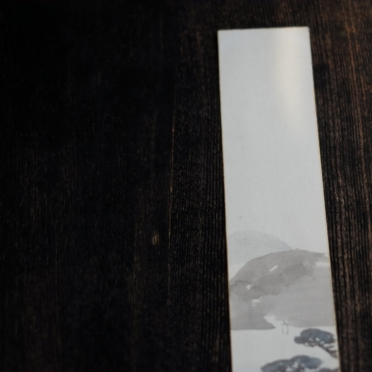 時代 紙本著色画 山水帆舟図短冊