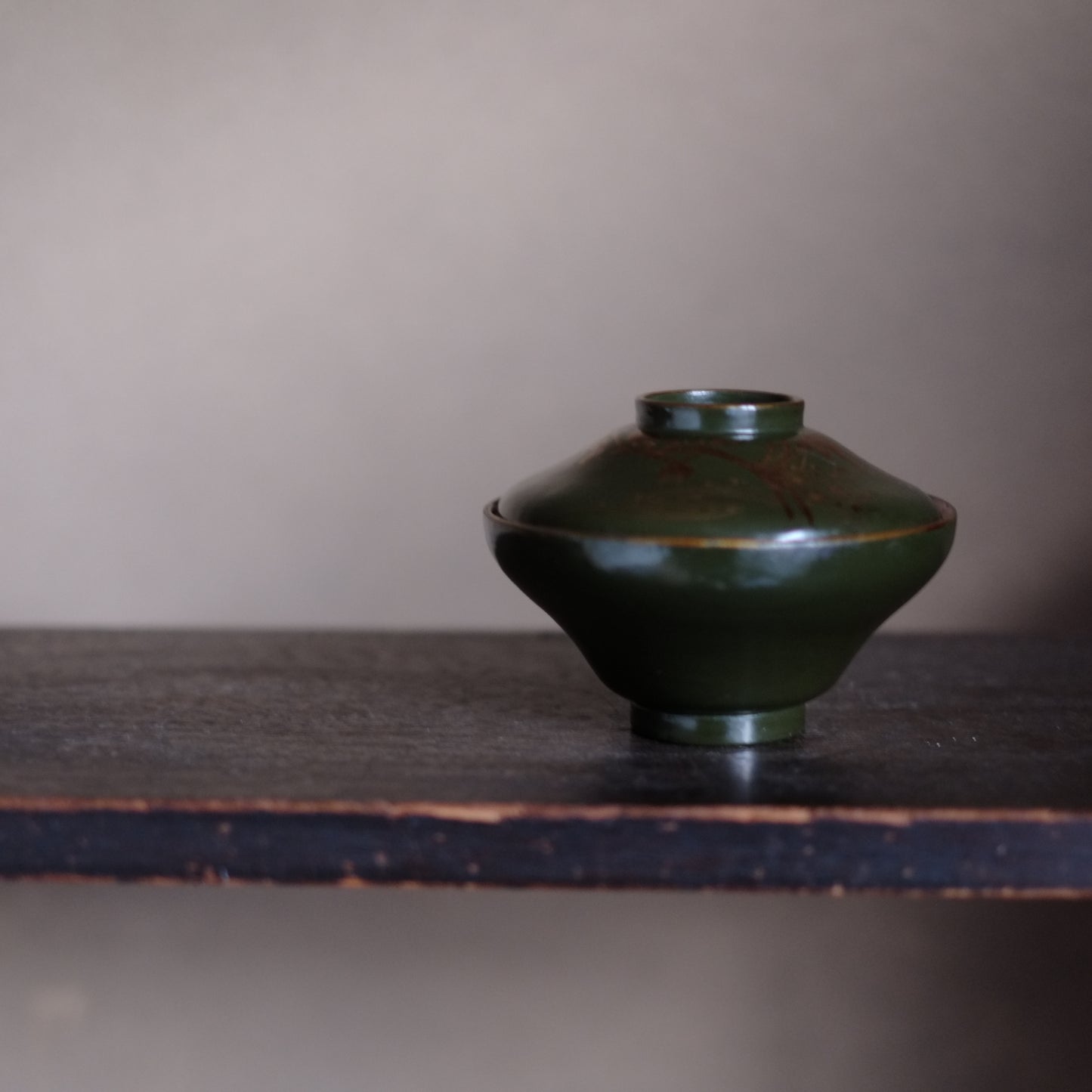 時代 鶯梅文蒔絵青漆吸物椀 (19世紀)