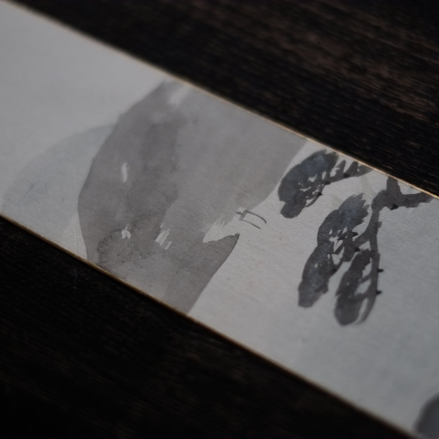 時代 紙本著色画 山水帆舟図短冊