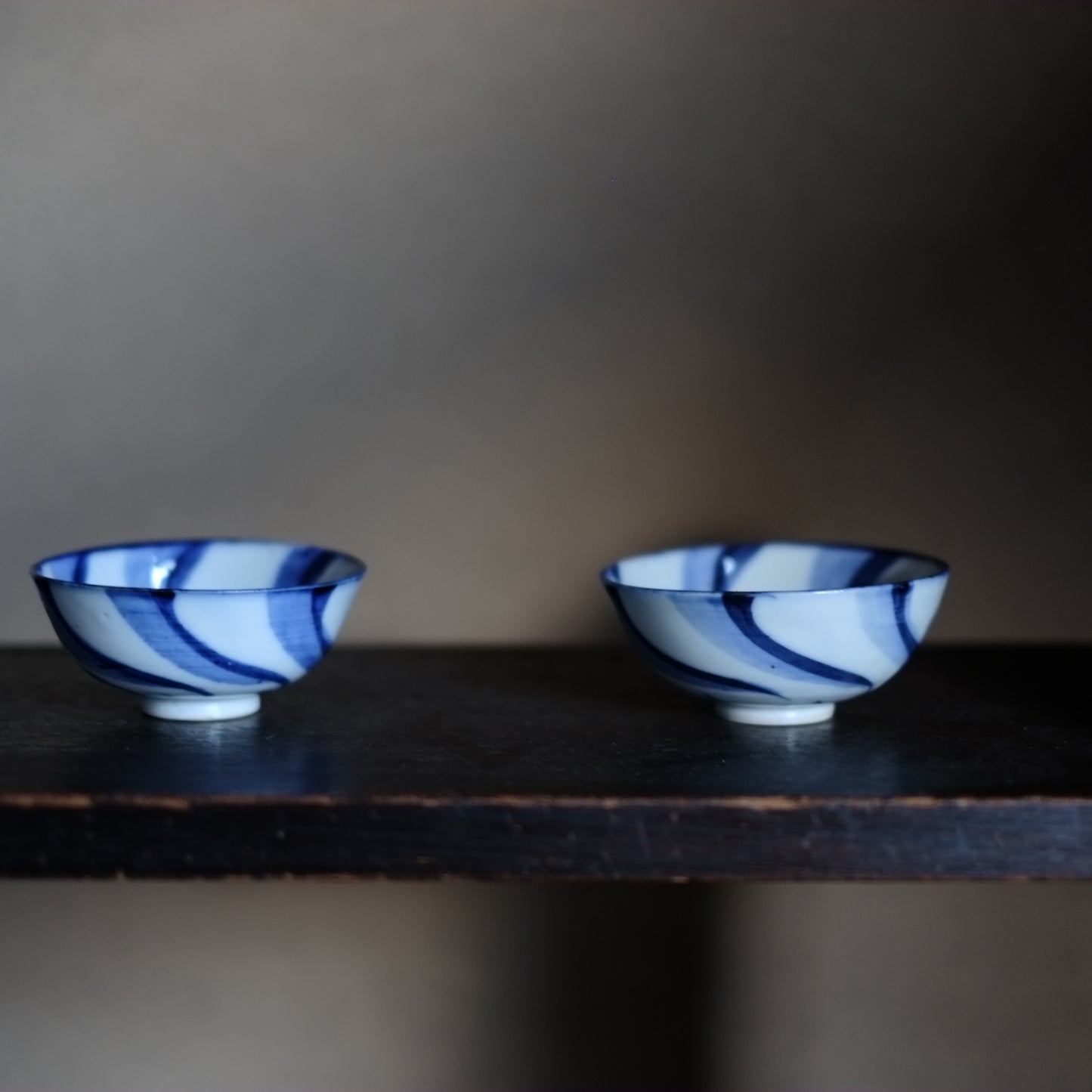 時代 捻文染付汲出茶碗 煎茶碗 小鉢(明治時代)
