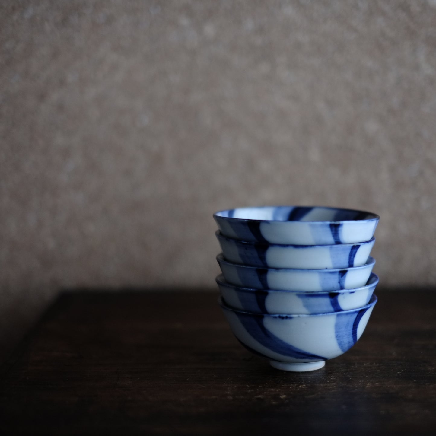 時代 捻文染付汲出茶碗 煎茶碗 小鉢(明治時代)
