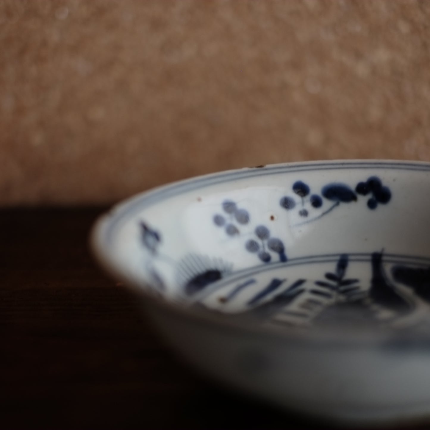古染付 蓮子文 五寸 青花深皿(明末清初)